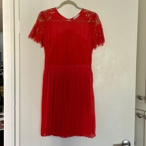 made for impulse pleated orange lace dress